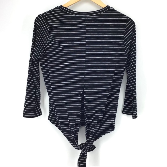 Code X Mode Navy Stripe Back Tie T-Shirt Top - Picture 4 of 6